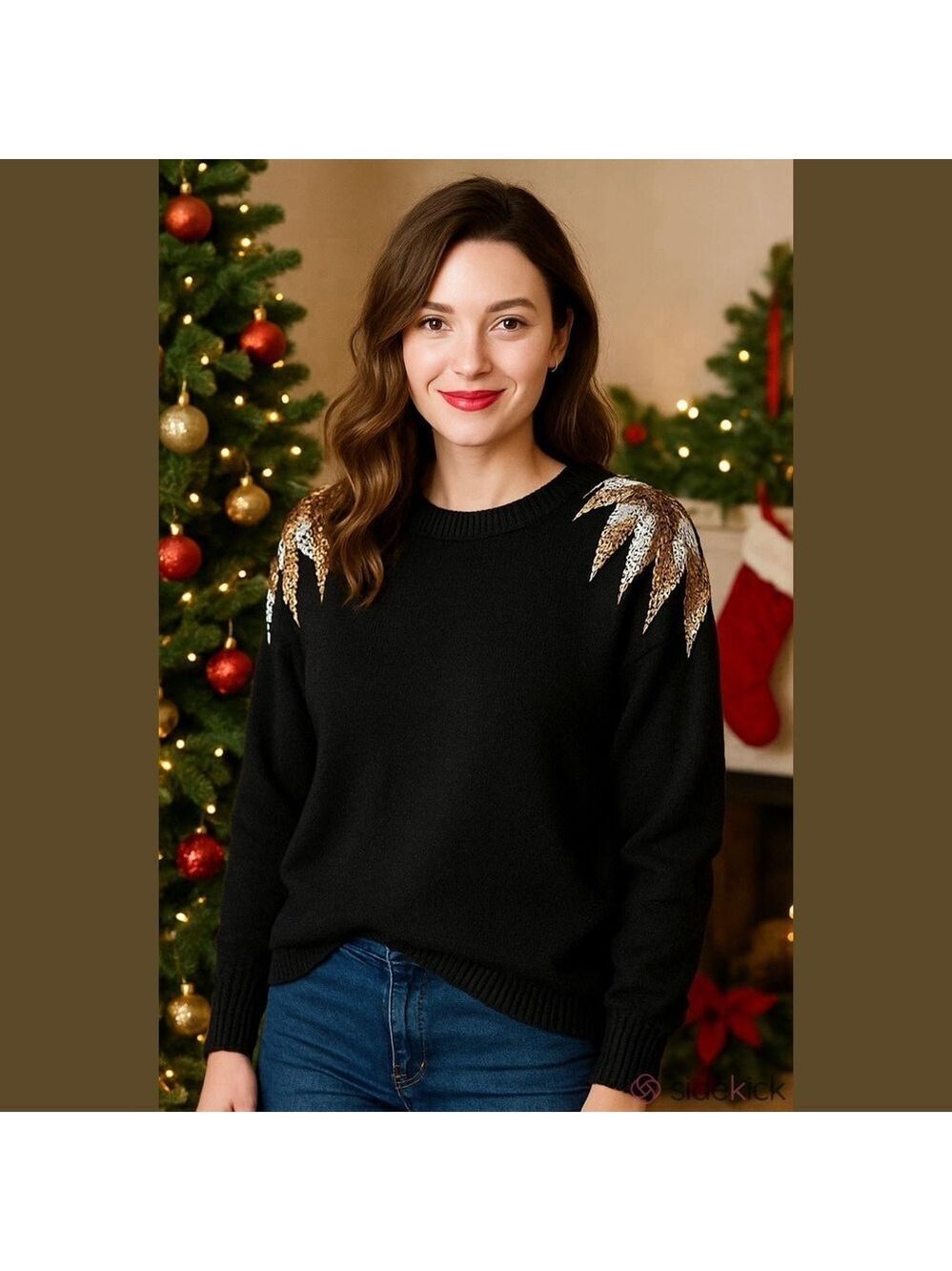Vintage 80s Nilani Silk Angora Lambswool Holiday NYE Party Sequin Sweater M